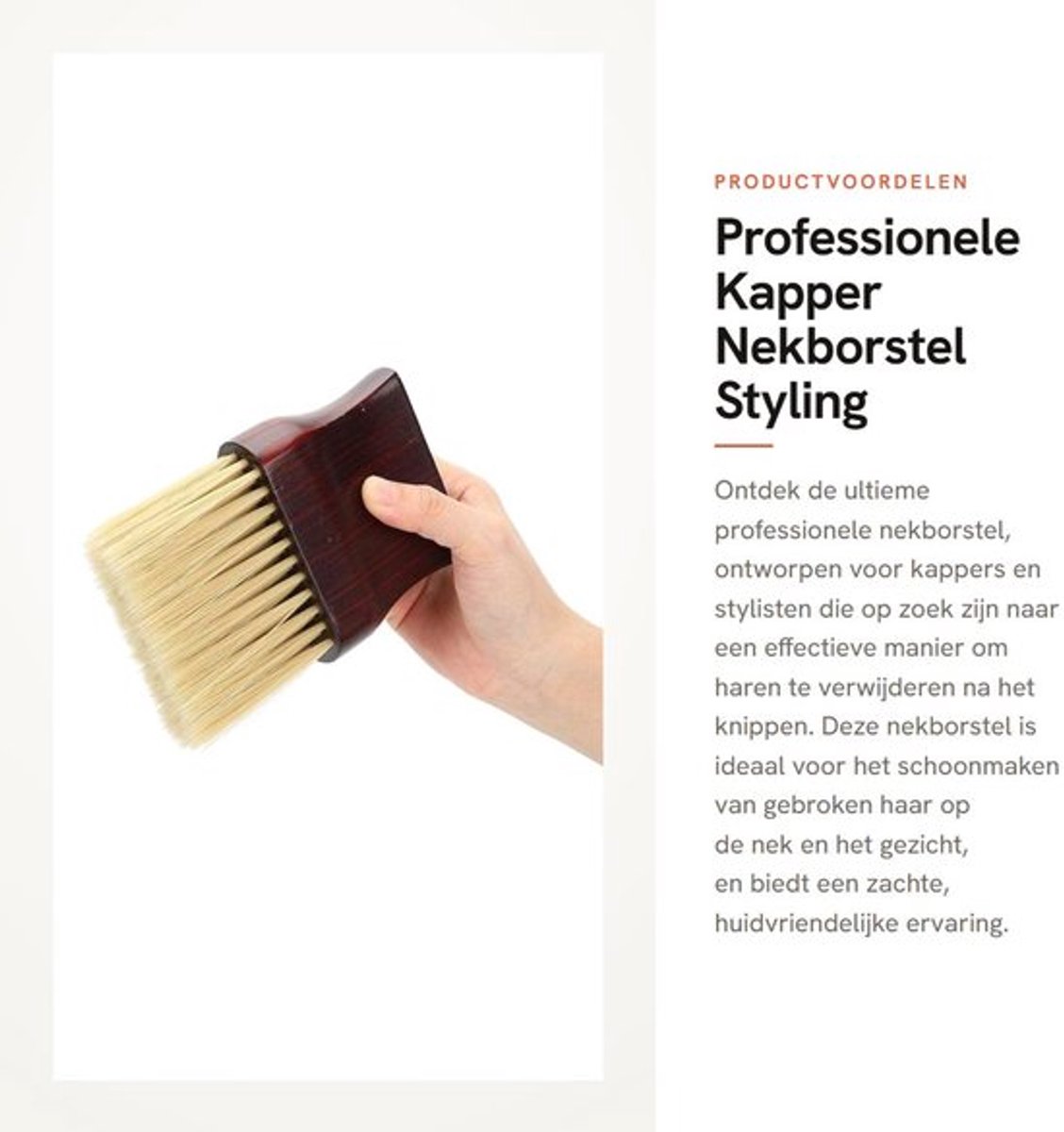 Nekborstel Professioneel - Haarborstel voor Gezichtshaar - Ergonomisch Handvat - Zacht Vezelhaar - Lichtgewicht en Compact - Makkelijk Schoon te Maken