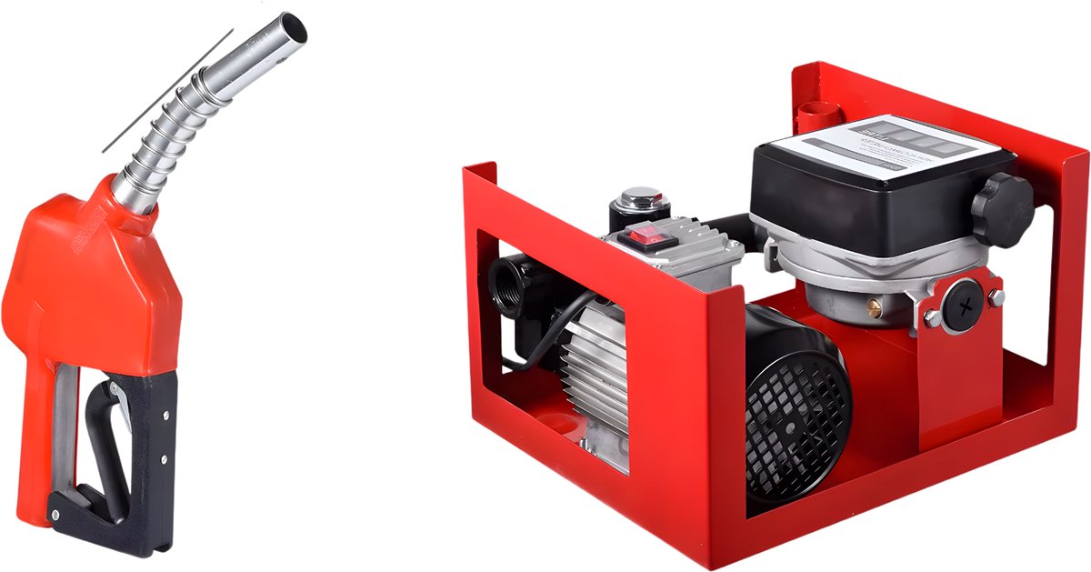 Elektrische transferpomp - Voor verwarmingsolie - 220V 550W, zelfaanzuigend - Met automatisch uitschakelmondstuk en slang