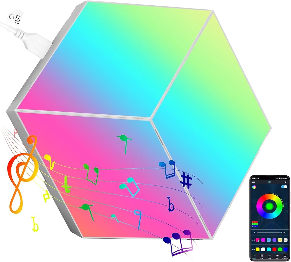 LED Gaming Wall Lamp 3 Pieces Rhombus RGB Panel - Gaming Deco Wall Light Music Sync Rhombus Wall Lights Smart Panels - ShopVlot