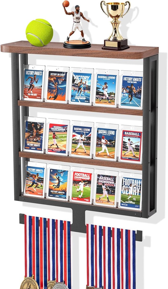 Medaillehouder voor medailles, trophons met verzamelkaarten, display met 3 niveaus - ShopVlot