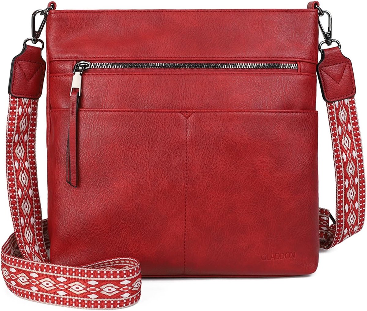 Gladdon women's shoulder bag, handbag, casual multi-compartment bag with wide jacquard shoulder strap - ShopVlot