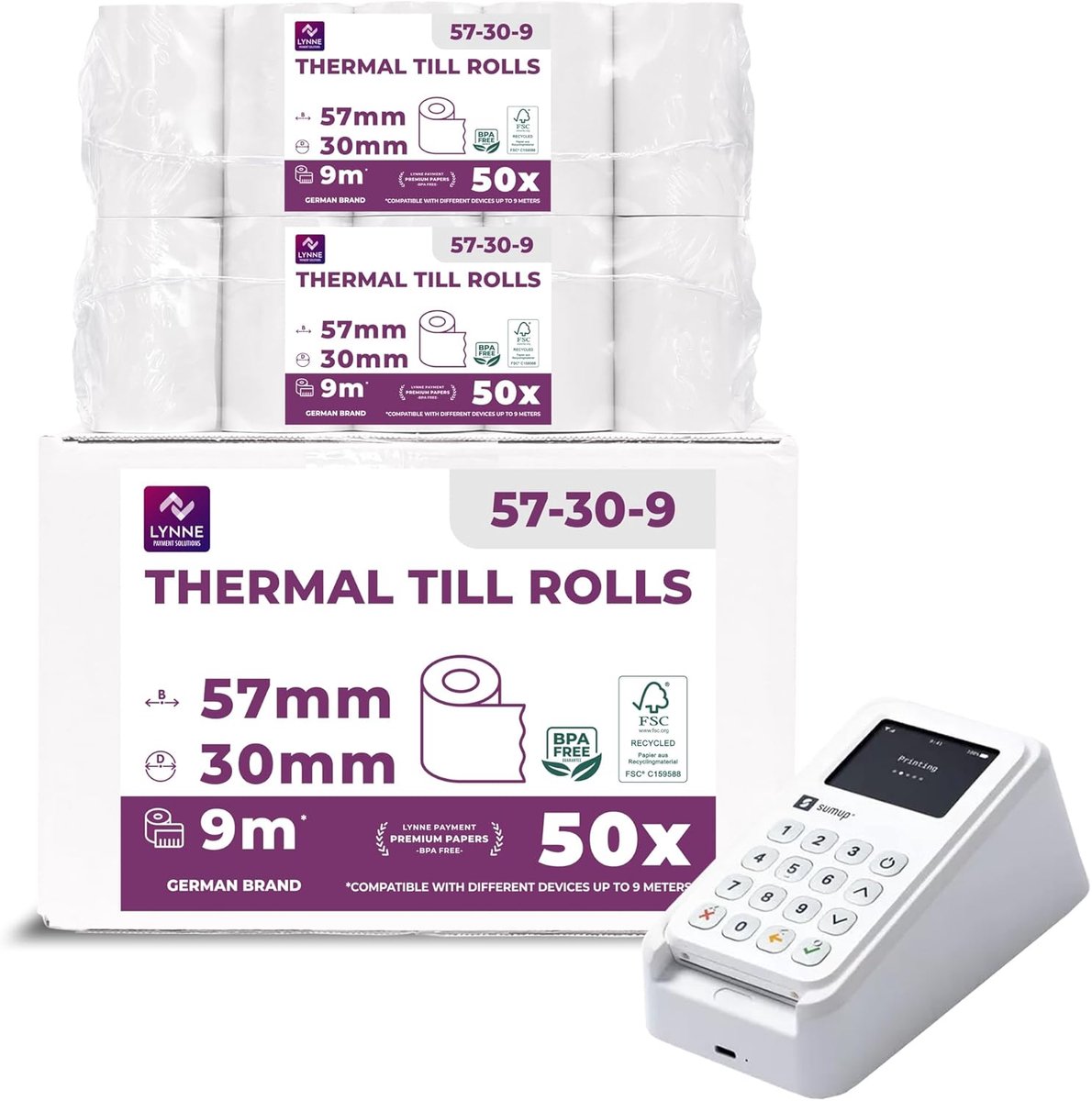 Ec-Cash Thermal Rolls 57 mm x 9 m x 12 mm - Cash Register Rolls - Thermal Paper - Receipt Rolls for Bankcomat - ShopVlot