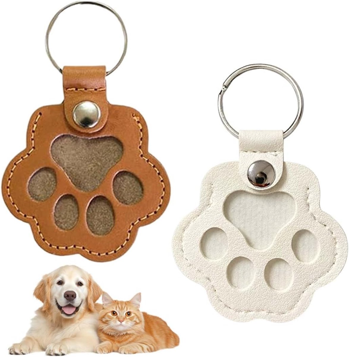 2 stuks dierenhaarherinnering, sleutelhangers, gepersonaliseerde pootafdenking, herdenkingscadeau voor honden - ShopVlot