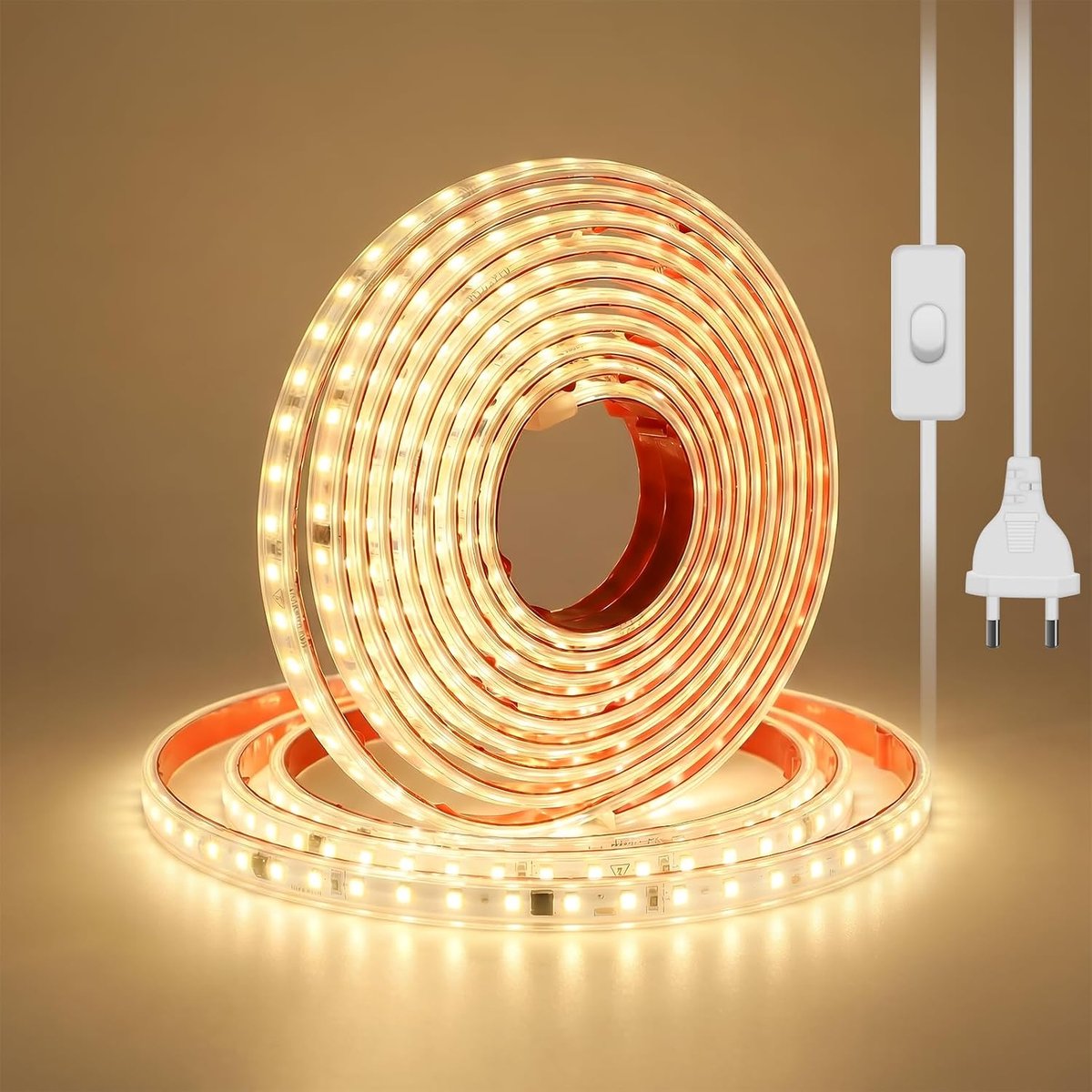 Ledstripverlichting voor buiten, 10 m, touwverlichting, 3000 K, superhelder, warm wit, waterdicht, 220 V, flexibel - ShopVlot