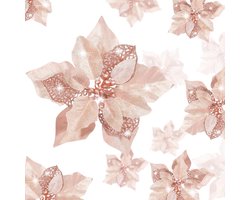 Boao 24 Pieces Christmas Glitter Poinsettia Flowers Glitter Artificial Christmas Flowers Wedding Christmas Tree New - ShopVlot
