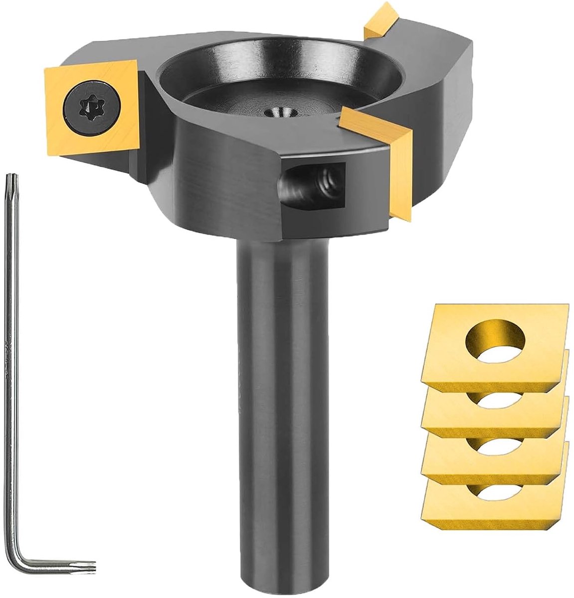 SpeTool Face Cutter 12mm Shank Face Milling Cutter 60mm Diameter with 3 Interchangeable Carbide Blades (12mm x 12mm x - ShopVlot