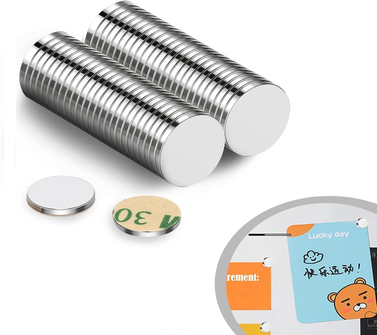 Ronde magneten 8 x 1 mm - zelfklevend - extra sterk voor whiteboard en knutselen - 100 stuks - ShopVlot