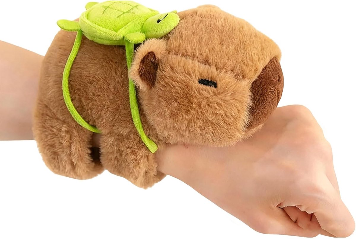 casalora - Capibara knuffel – met kleine schildpad rugzak – Polsbandontwerp – Extra zachte stof – Schattige cartoon – Stressverlichtend cadeau voor kinderen en volwassenen – Ongeveer 18 cm