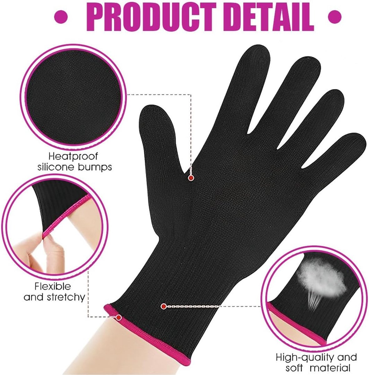 1 hittebestendige handschoen, zachte hittebescherming voor haarstylingtools, salonhandschoenen voor krultangen Stijltangen en haarstylingtools, thermische handschoenen voor haarstyling