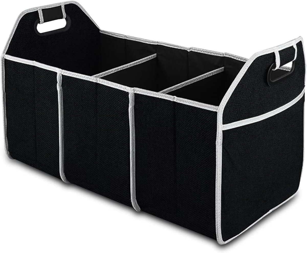 Kofferbakorganizer, draagbare, opvouwbare en waterdichte opbergtas met 3 compartimenten, universele autoaccessoires voor SUV, vrachtwagen, bestelwagen, sedan (zwart)