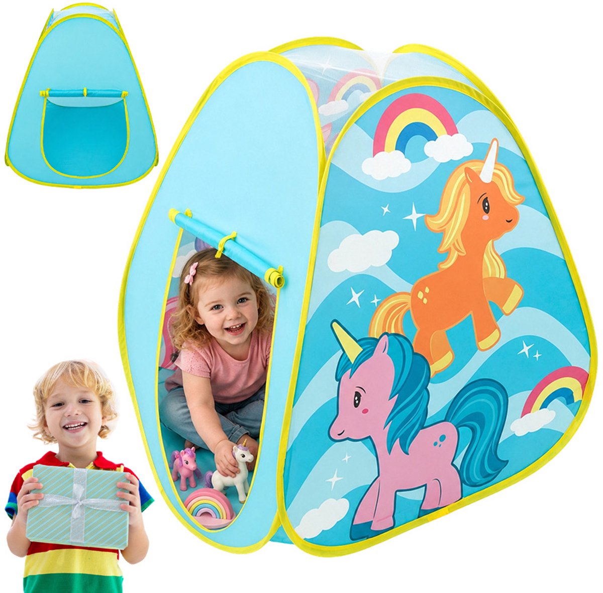 Speeltent - Kindertent Eenhoorn - Speelhuisje voor Binnen - Pop Up Speelhuis - 70 cm - Opvouwbaar - Jongens & Meisjes - Voor Kinderen Vanaf 18 Maanden+