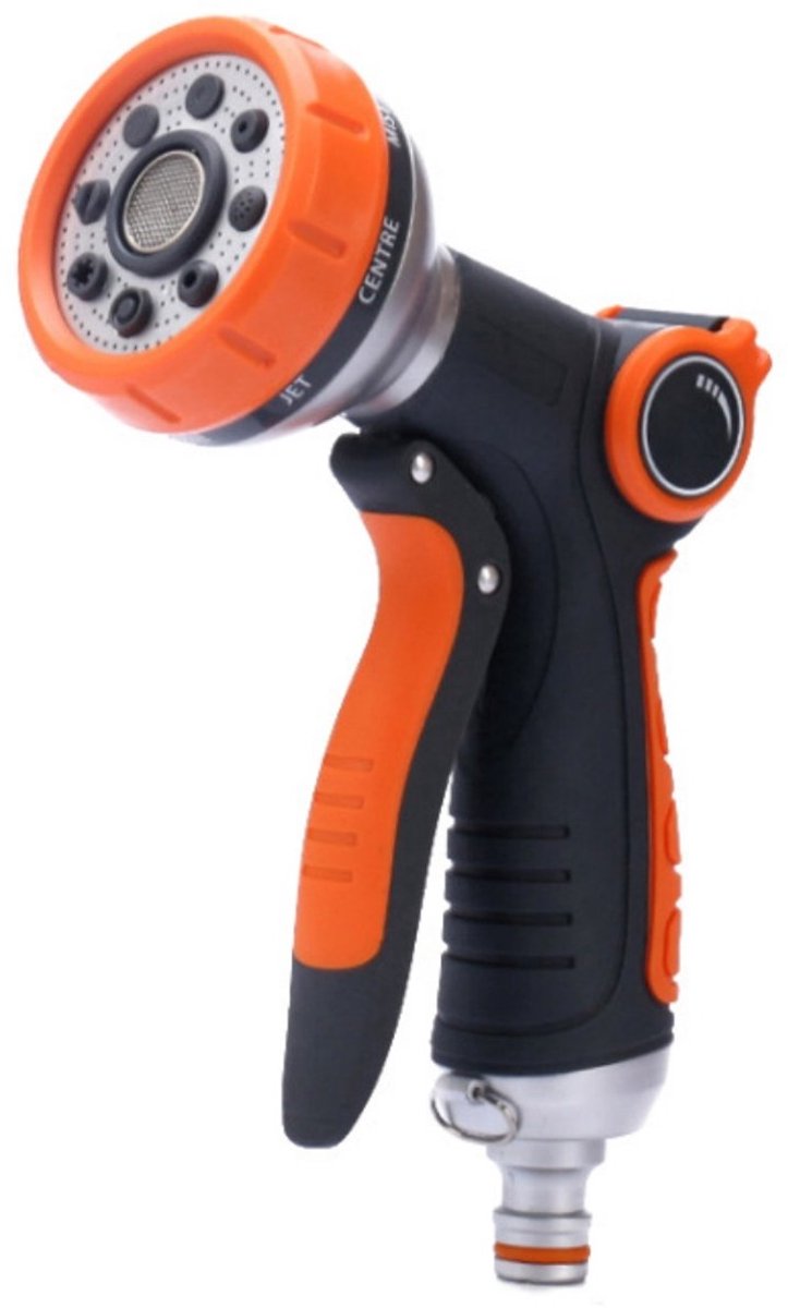 Casalora Multifunctionele Broeskop –Tuinslang Sproeikop - 8 Sproeistanden - Lichtgewicht, Roestvrij Handspuitpistool met Duimbediening – Voor Tuin, Auto, Bloemen en Huisdier