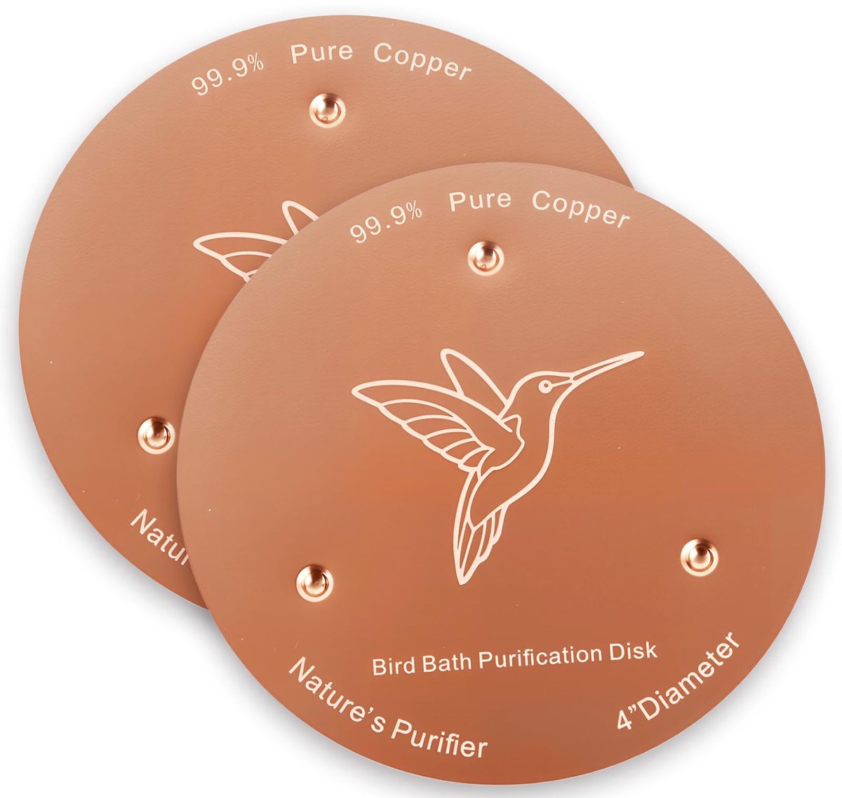 Casalora Bird Bath Reinigingsschijven – 2 Stuks Koperen Vogelbad Reiniger – 99,9% Koper Anti-Algen Schijf voor Schoon Water in Vogelbad en Drinkbak