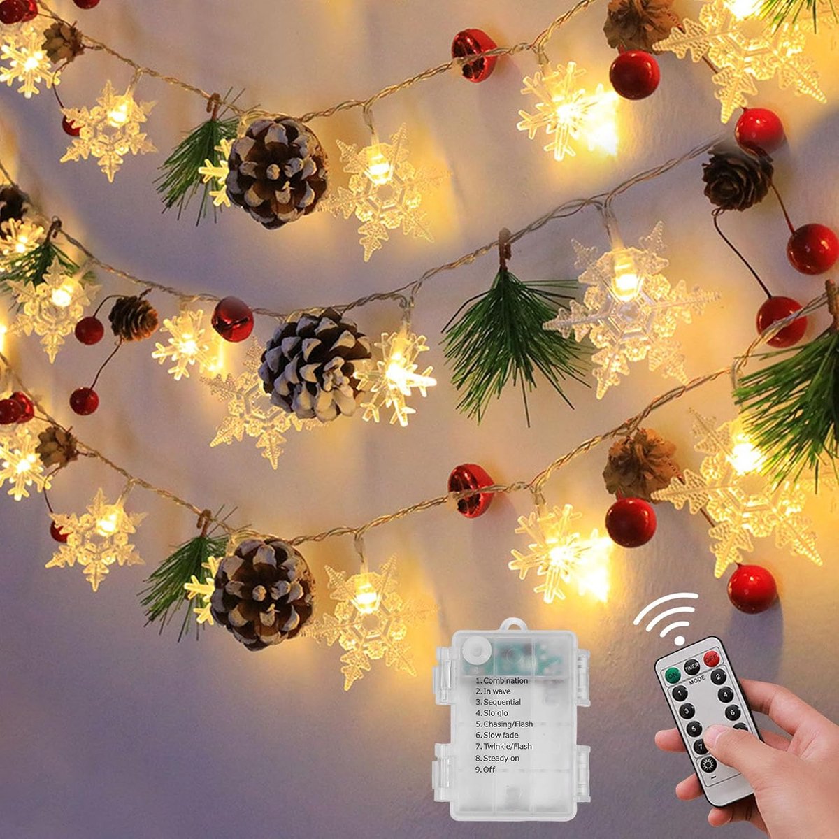 Christmas Fairy Lights 2 m 20 LED Snowflakes Christmas Decoration Fairy Lights Warm White Christmas Lights for Indoor - ShopVlot