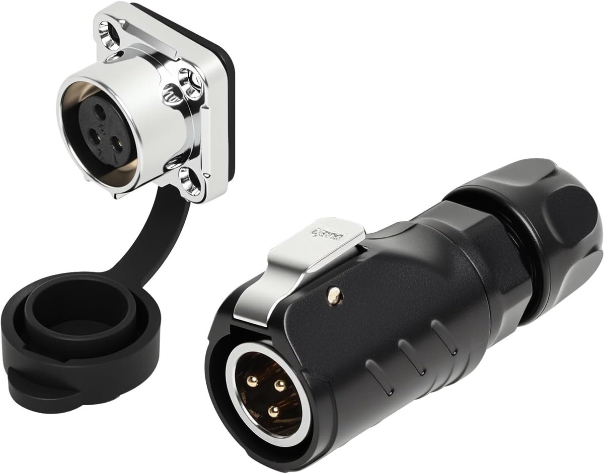 LP12 3 pin waterproof connector, lightweight technical plastic housing, ideal for portable measuring instruments - ShopVlot