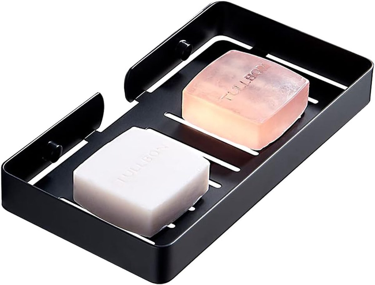 Soap Dish Holder No Drill Stainless Steel Wall Mounted Self Adhesive Square Soap Dish with Drain for Bathroom Kitchen - ShopVlot