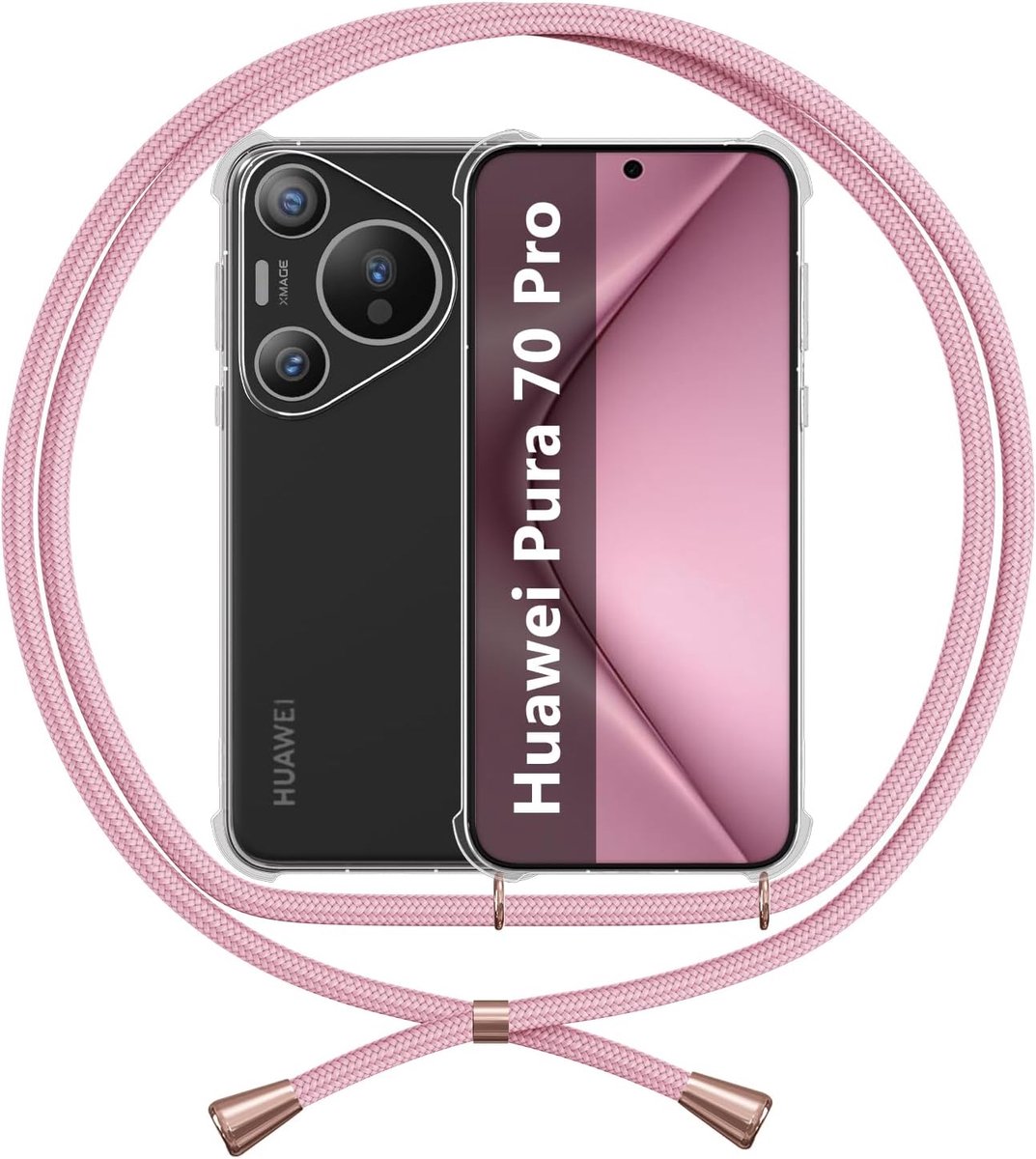 Case Crossbody Compatible with Huawei Pura 70 Pro 70 Pro+, Lanyard Phone Case Clear Transparent Soft TPU Cord Cover - ShopVlot