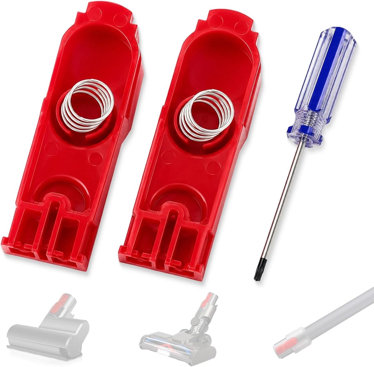 Set van 6 clips met veer voor stofzuigers, reserveonderdelen, rood en zwart, compatibel met V7, V8, V10, V11, V15 - ShopVlot