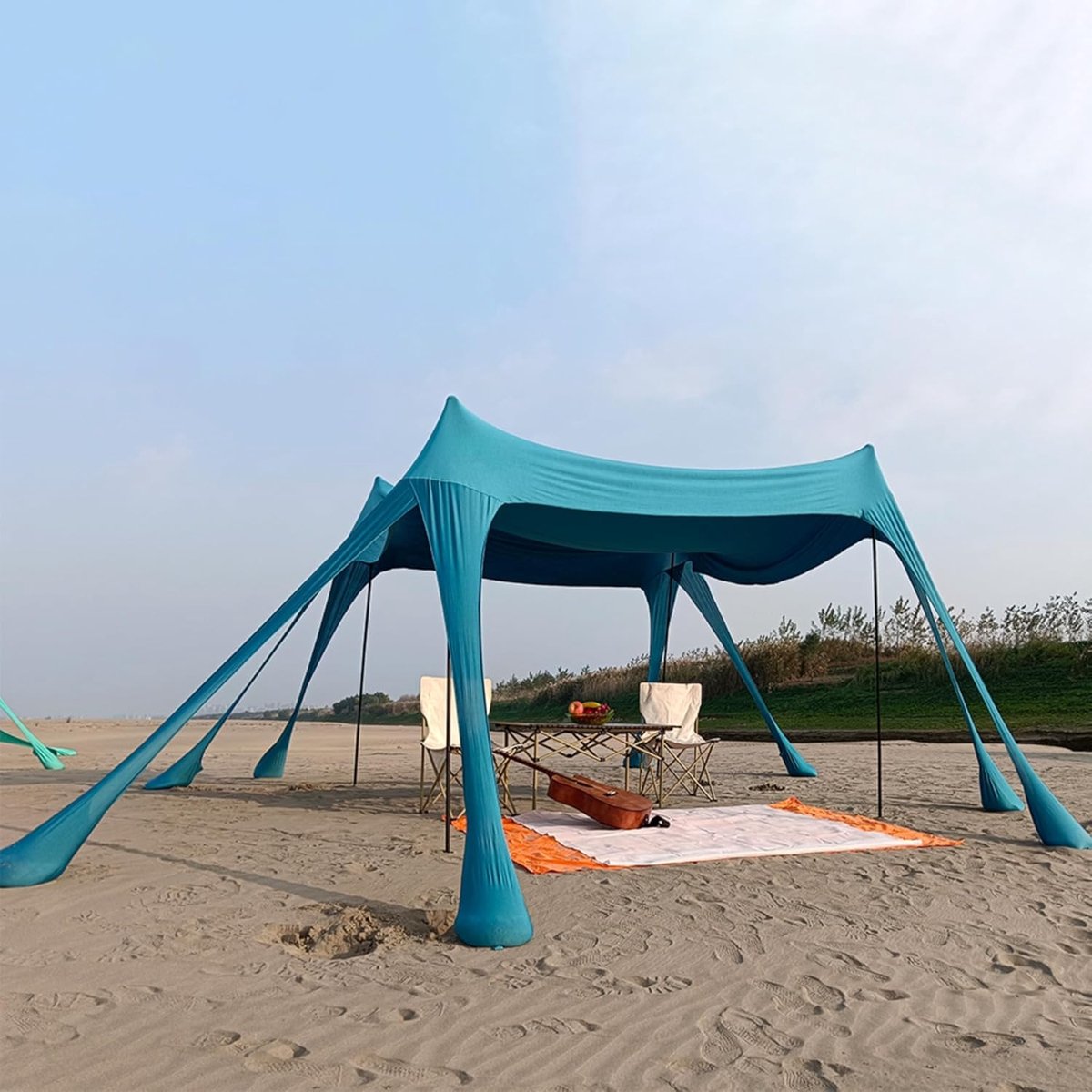 Beach Awning, Large Sun Protection for 6 to 8 People, UV Protection, for Beach, Camping, Fishing, Picnic - ShopVlot