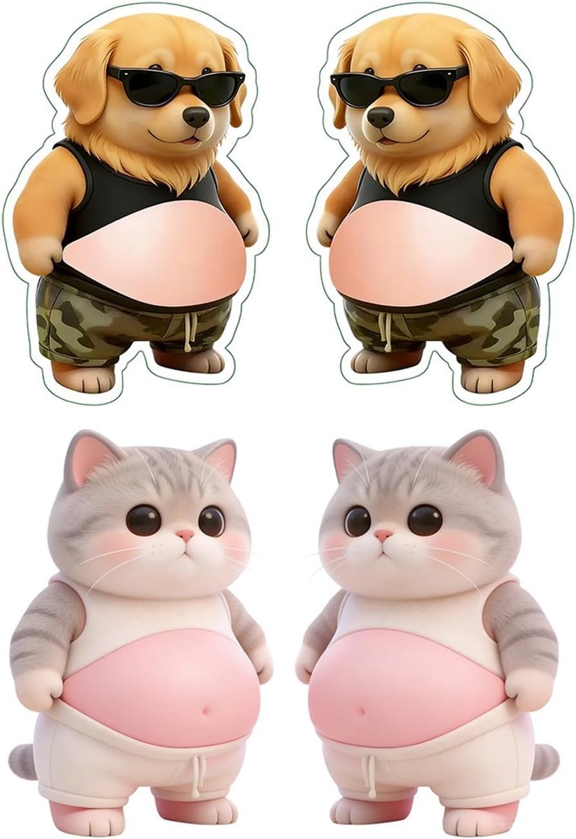 Set van 4 deurstoppers van rubber en pvc, kattenkopstickers, grappige deurstoppers en telefoonhouders voor thuis (11 x - ShopVlot
