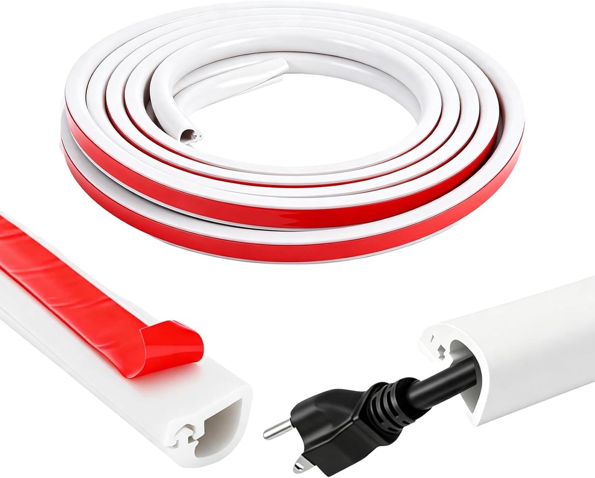 Kabelgoot 6 m - zelfklevend - flexibele pvc - netjes georganiseerde kabels - ShopVlot