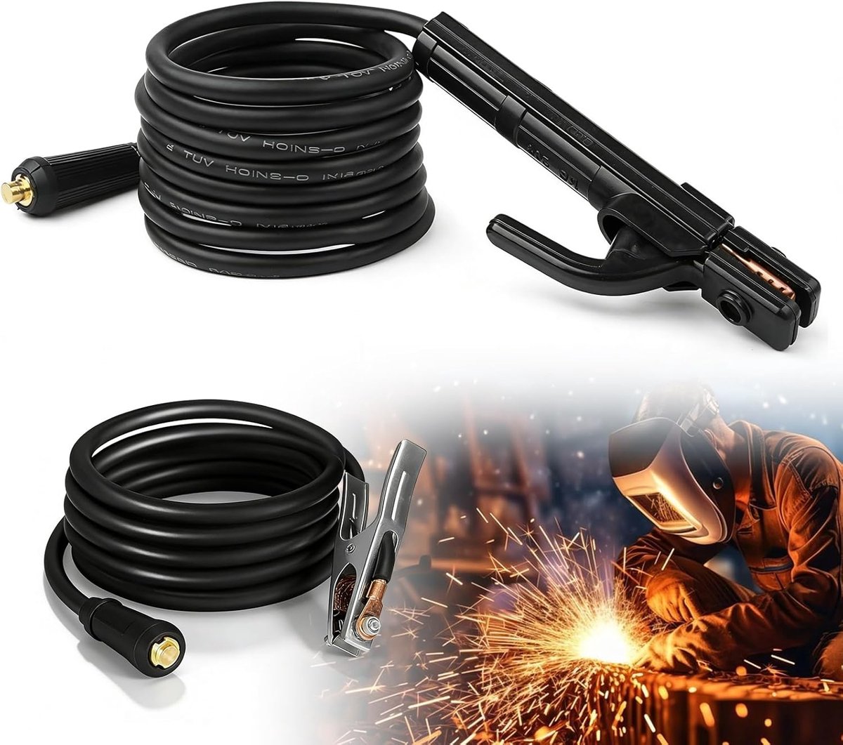 Soldeerelektrodehouder 16 mm² - 2,8 m + 1,2 m met kabel - 200 A - ideaal voor kleine soldeerklussen - ShopVlot