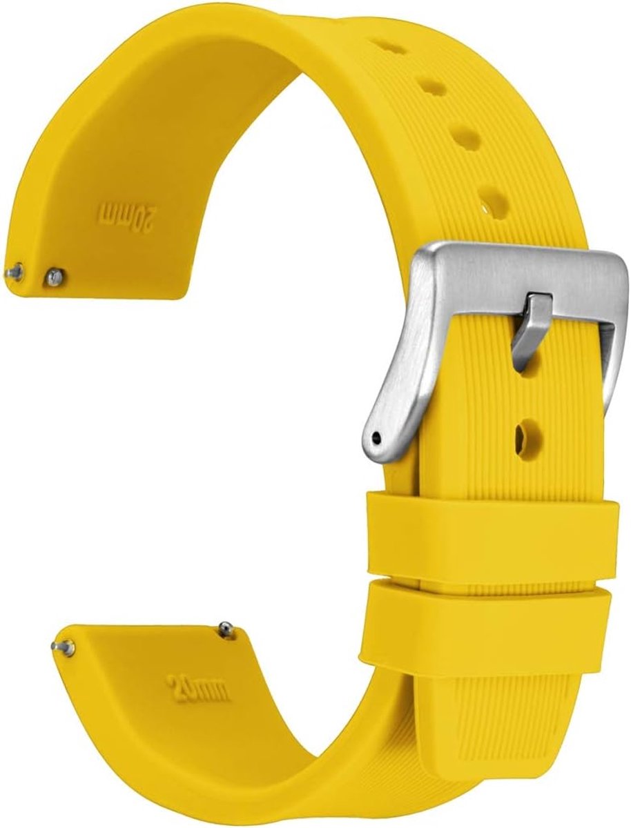 Horloge band 18mm 20mm 22mm 24mm - siliconen met gestreepte textuur - zilveren gesp - vervangband voor comfort - ShopVlot