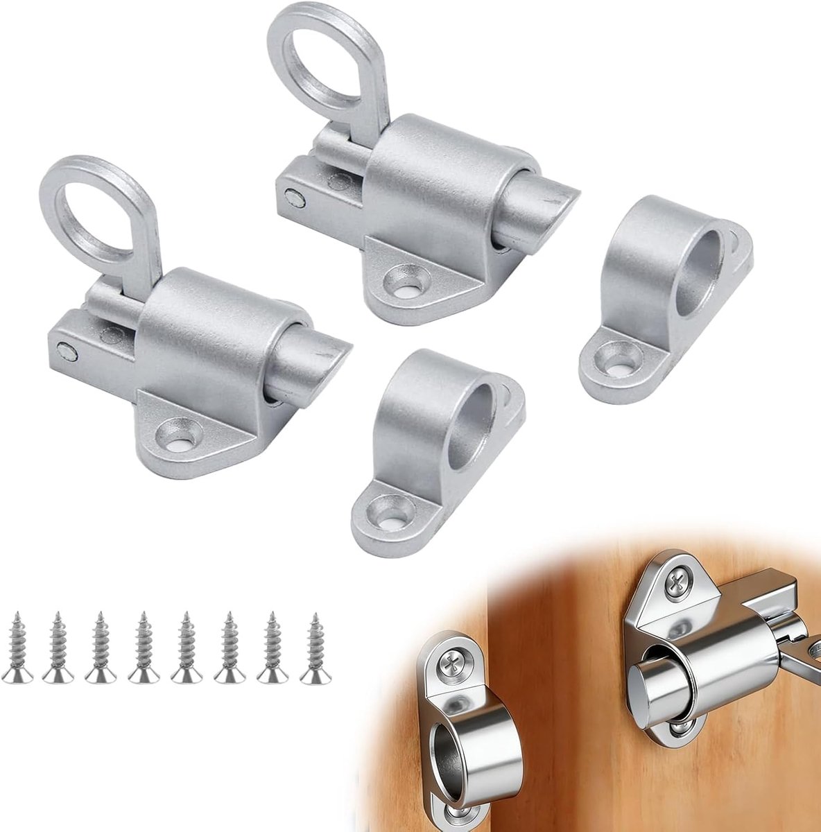 Automatische deurgrendels 2 stuks - zilver - robuust aluminium - weerbestendig - ShopVlot