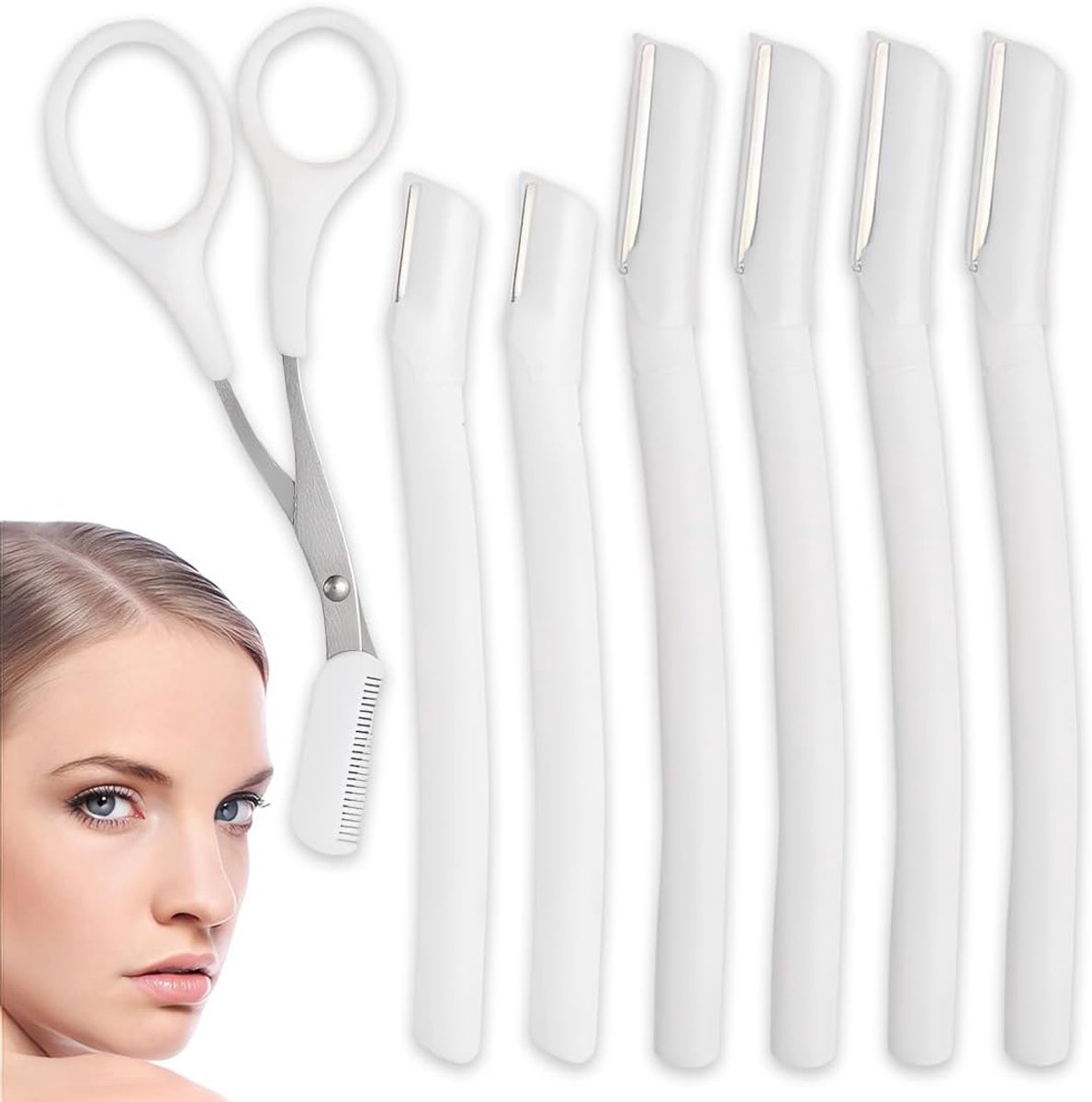 Vrouwen gezichtschaafset 7-delig - roestvrij staal - zachte exfoliatie - ideaal voor gezicht en wenkbrauwen - ShopVlot