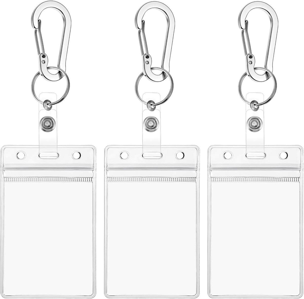 ID badge houder met multitool karabijnhaak - extra dikke PVC hoes - heavy duty en waterdicht - ideaal als bagagelabel - ShopVlot