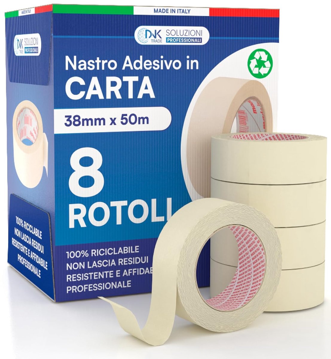 Papier tape 38 mm x 50 m - rubberised papier - sterke kleefkracht - ideaal voor schilderwerk - ShopVlot