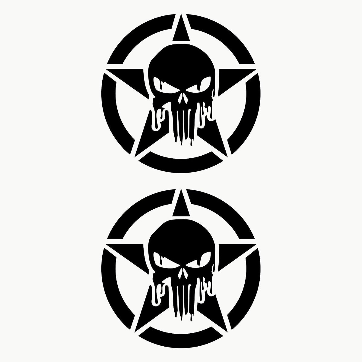Sticker Punisher Star Melting Skull 20cm - Vinyl - Weerbestendig - Perfect voor auto of motor - ShopVlot