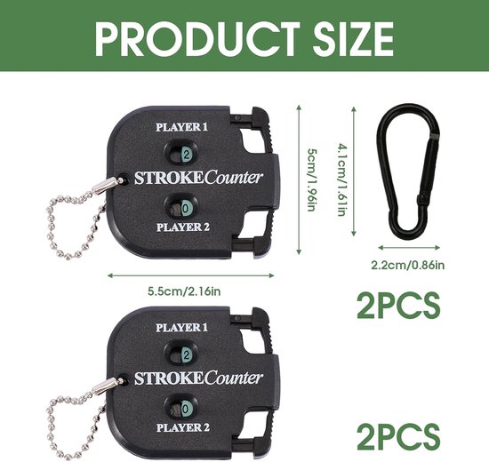 Golf score teller set - 2 pack mini vierkante tellers - met karabijnhaken - ideaal voor 2 spelers - ShopVlot van GOLF — afbeelding 5