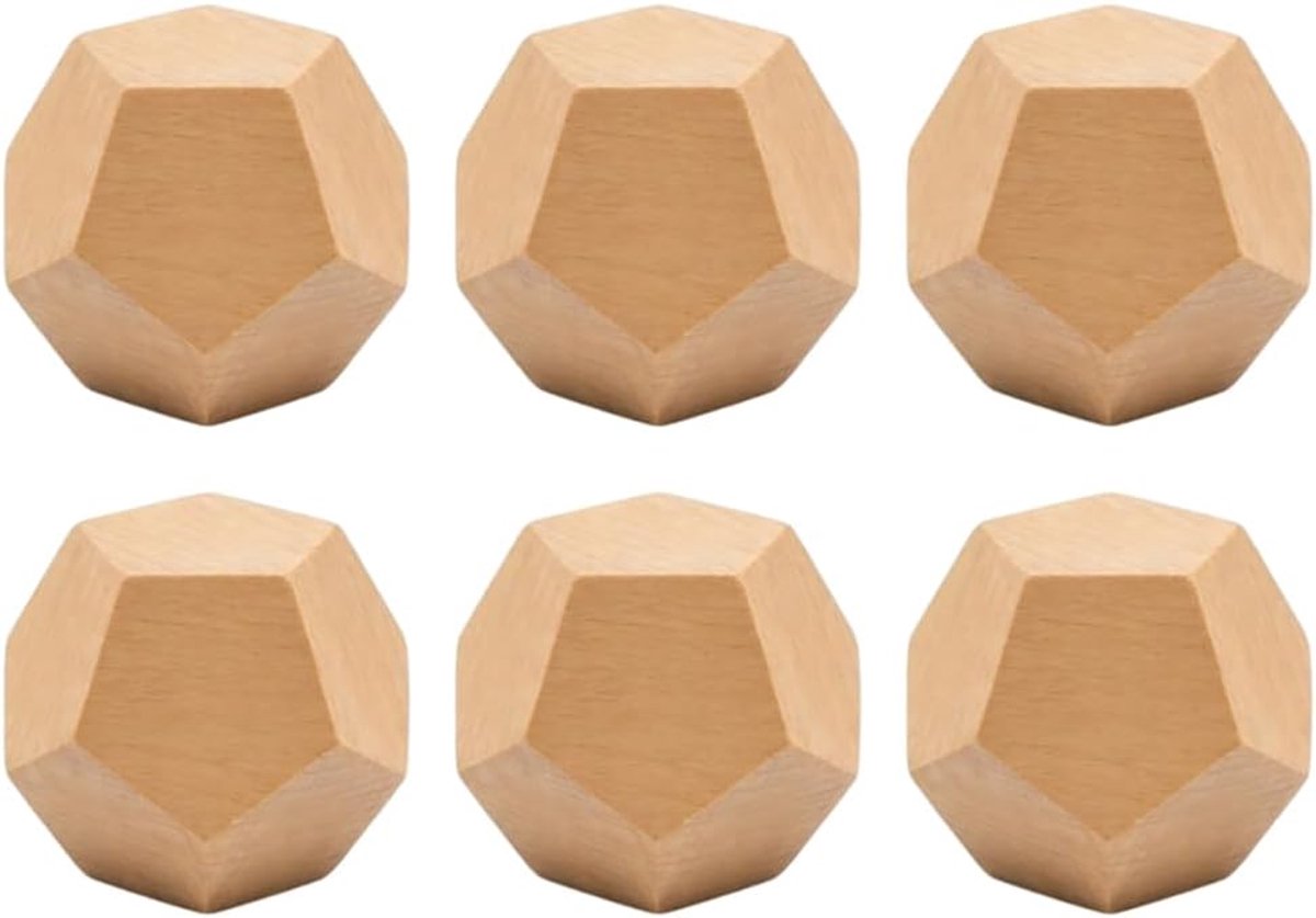 Blanco dobbelstenen 12-zijdig - onbehandeld hout - perfect voor doe-het-zelf projecten - stimuleert creativiteit - ShopVlot