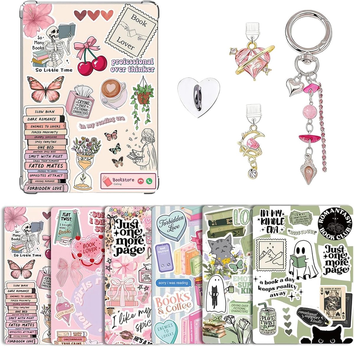Kindle Paperwhite accessoires set - 6 decoratieve inserts - retro charme - personaliseer je e-reader - ShopVlot