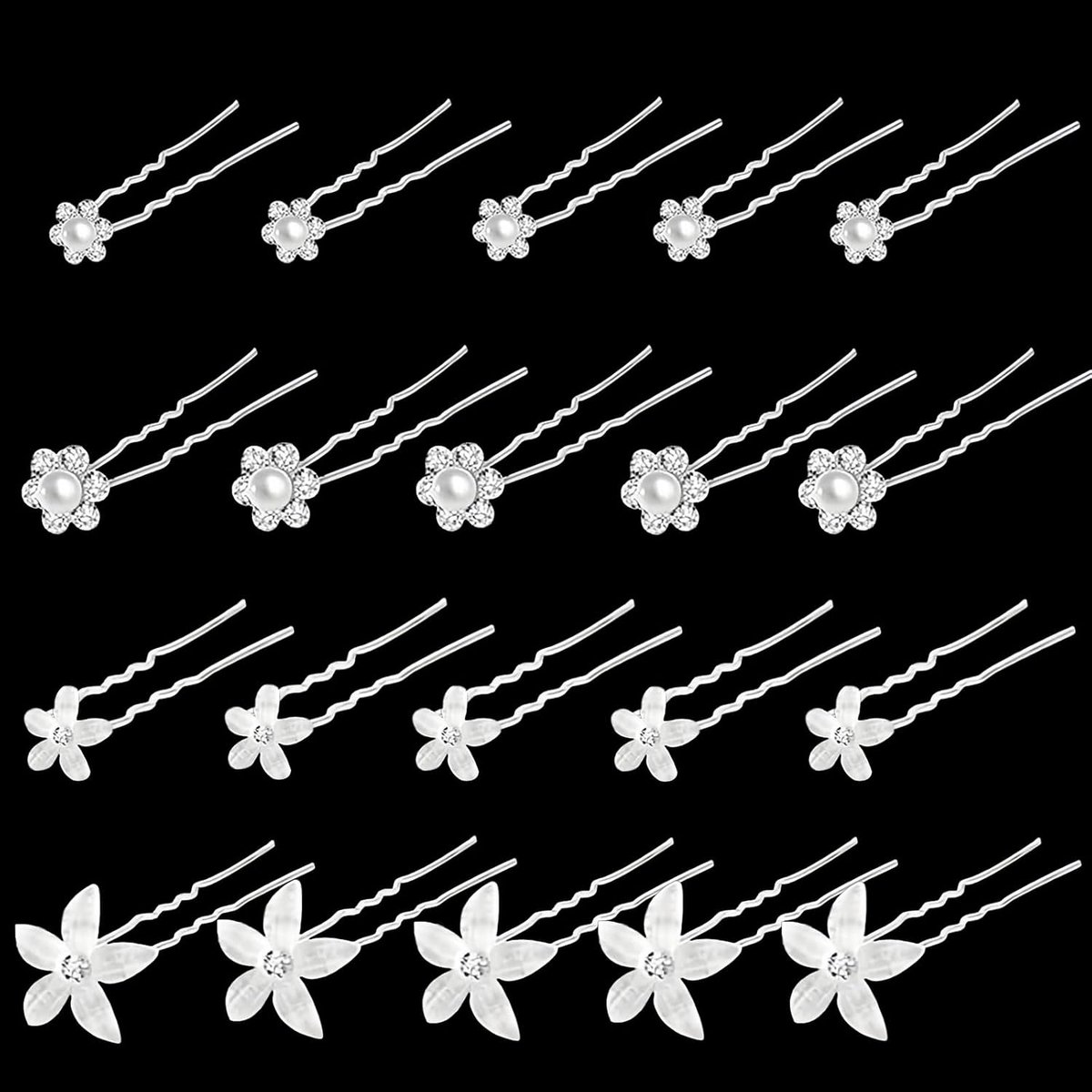 Haarspeldjes Bruid 20-delig - Kristal en Parel - Bloemdesign - Perfect voor trouwkapsels - ShopVlot