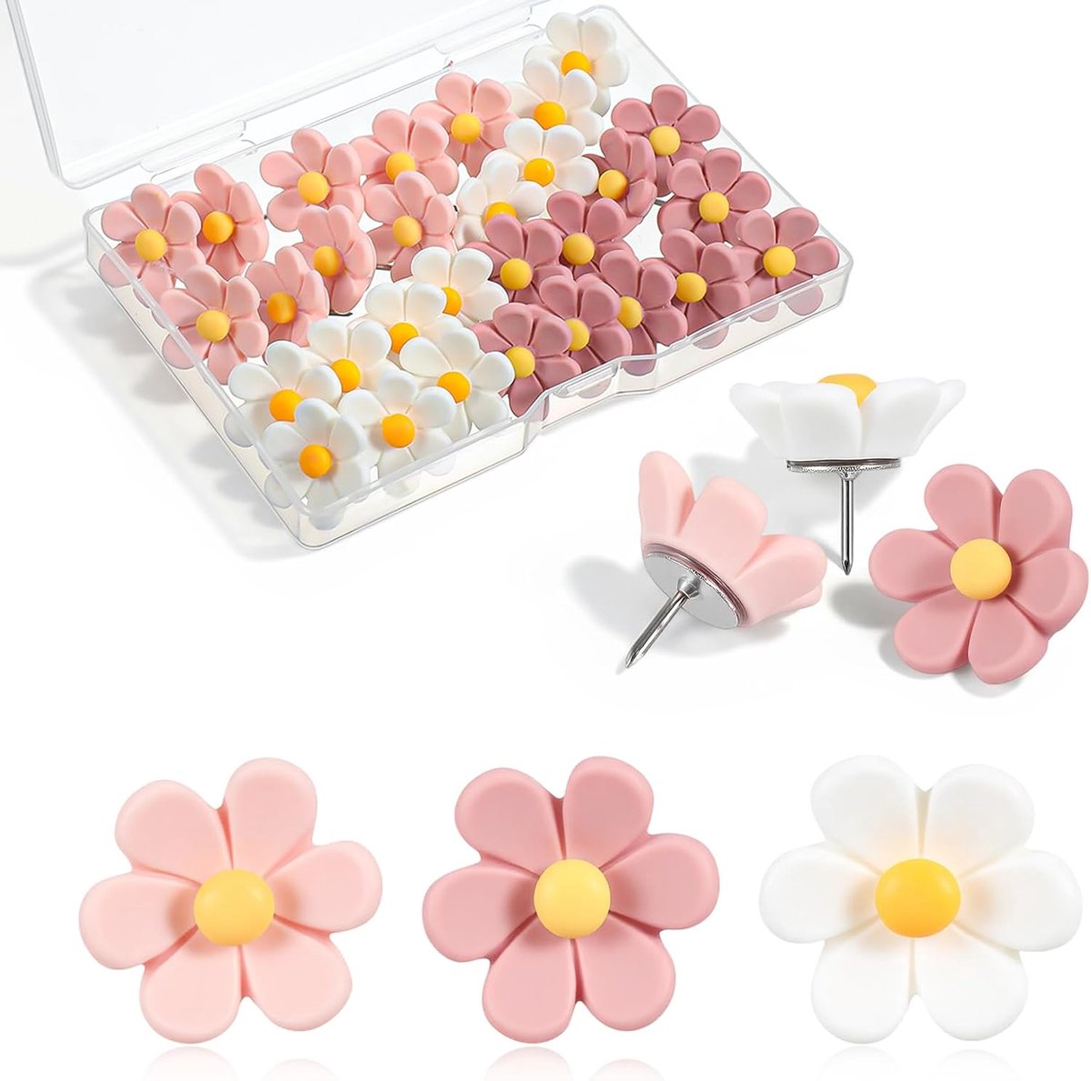 Bulletin Board Pins 30 stuks - Bloemige Duwnaalden - Decoratieve Reisnagels voor Foto's - ShopVlot