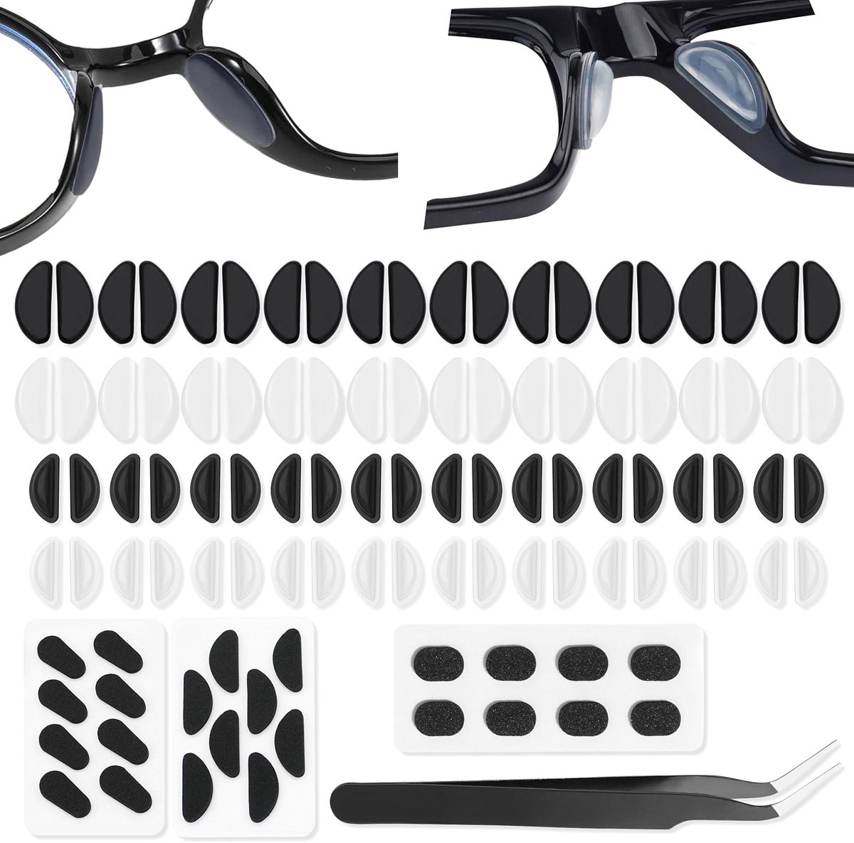 Neuspads voor brillen - 52 paar zelfklevende silicone en schuim - anti-slip voor optimaal draagcomfort - ShopVlot