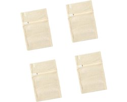 4 Stuks-waszak- waszakjes met rits-waszakken voor wasgoed-mesh waszakken-waszakken-waszak klein -wasnet-waszakje bh-Waszakje Lingerie- wasmachine zakken-Beschermt Kleding-Katoen waszak-georganiseerde bagage
