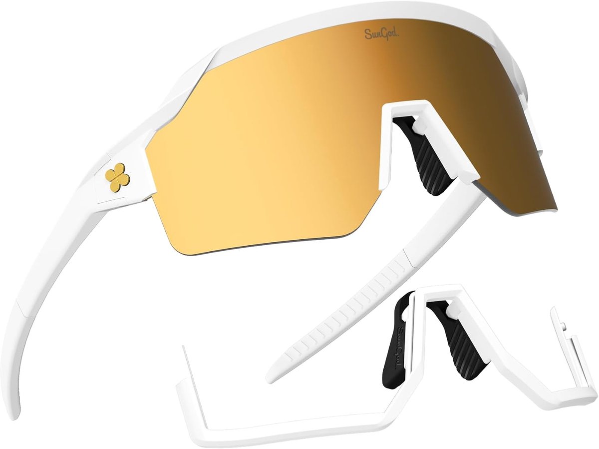 Sungod Vulcans Zonnebril - Lichtgewicht Brillen met UV400 - Bescherming Frame - Witgoud