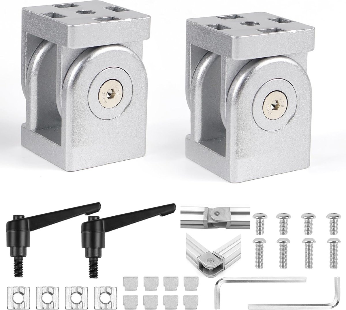 Aluminium Profile with Clamp Lever Hinge Aluminium Profile 40 x 40 cm 8 Adjustable Angle Joints Flexible Hinge 180 - ShopVlot