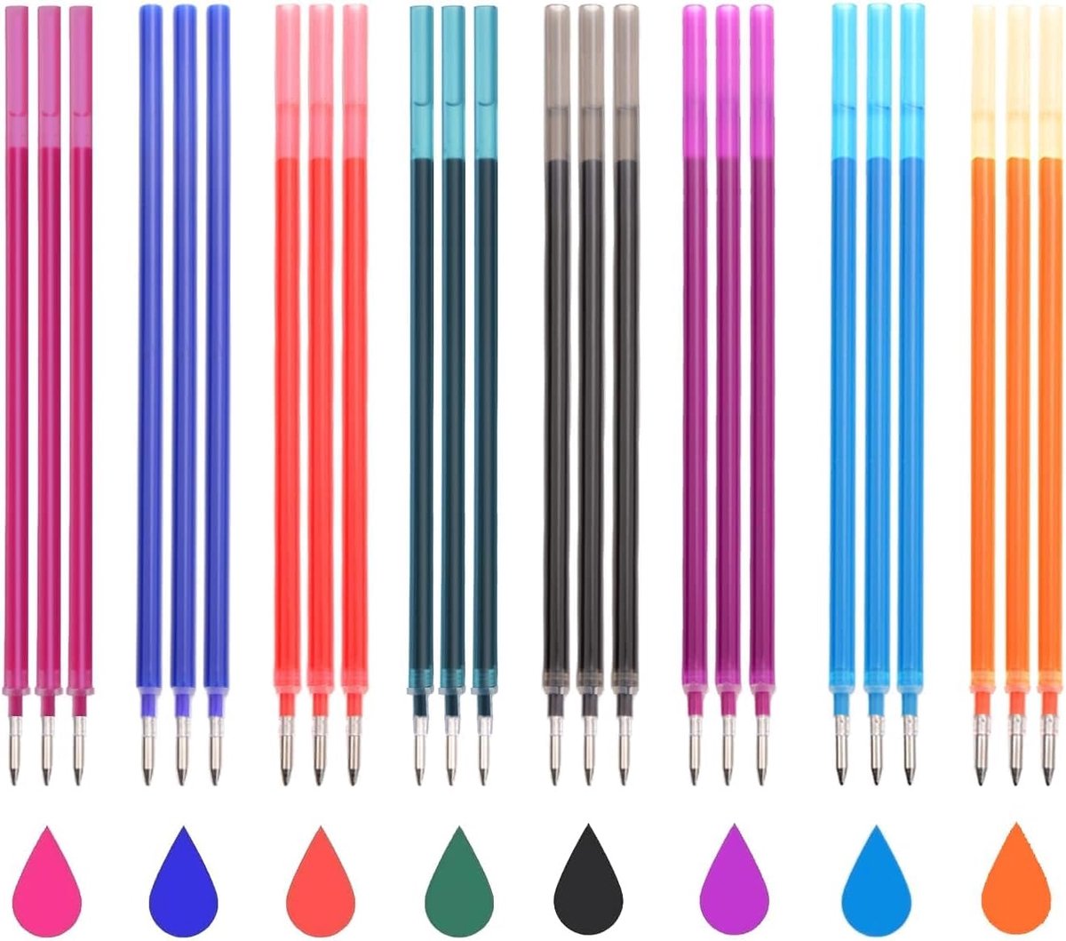 24 Pieces Refills Compatible with Other Brands 8 Colors Thermosensitive Erasable Ink 0.7mm Cartridges 13cm Pens - ShopVlot