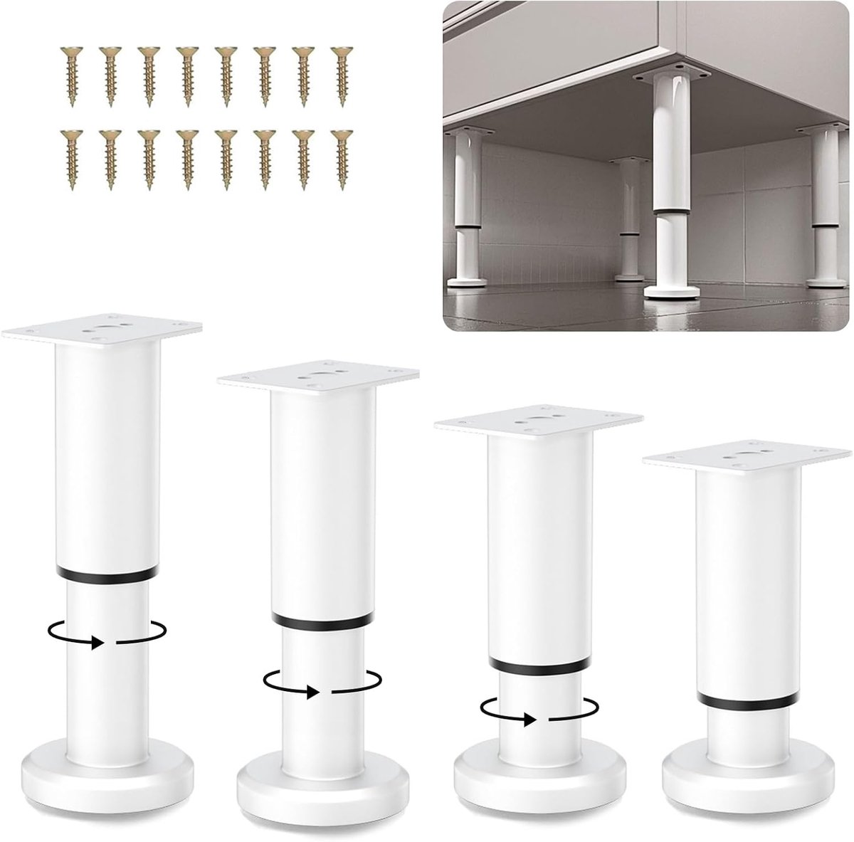 4 Pieces Adjustable Furniture Legs, Stainless Steel Furniture Legs, Adjustable 8-12 cm Foot Frame, Table Legs, Sofa - ShopVlot