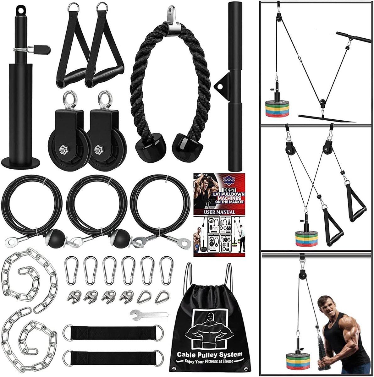 Cable Cable Fitness Lat Puller Arm Strength Training Biceps Back Training Device DIY Lat Puller Accessories for Sports - ShopVlot