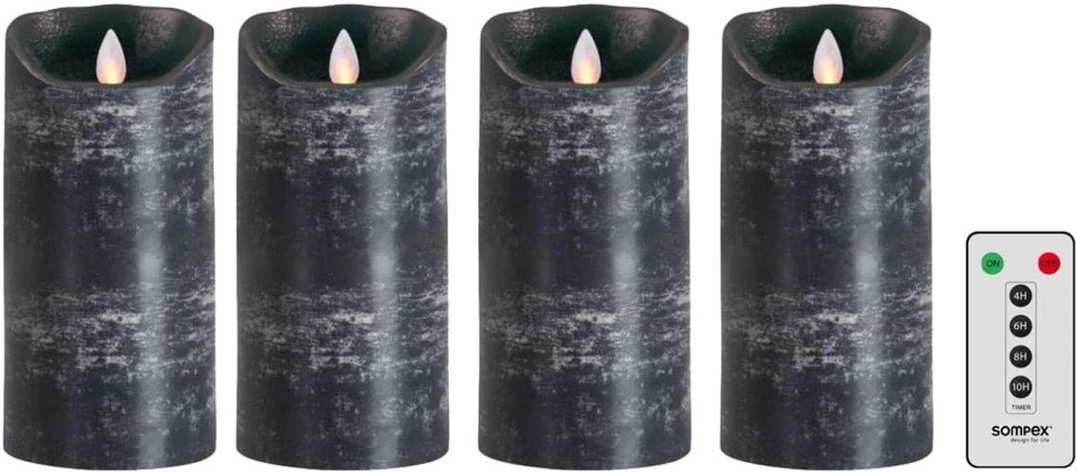 sompex LED candles with timer function and flickering flame, anthracite, diameter 8 cm, height selectable 12.5 cm, 18 - ShopVlot