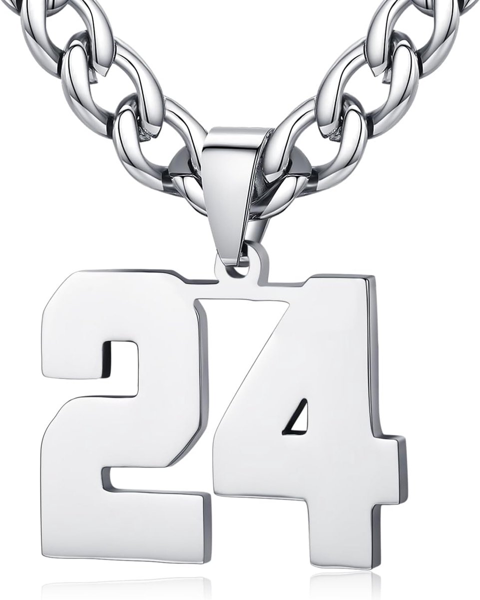 Mens Ladies Stainless Steel 0-99 Number Pendant Lucky Number Jersey Number Athlete Necklace Personalized with 6mm Wide - ShopVlot