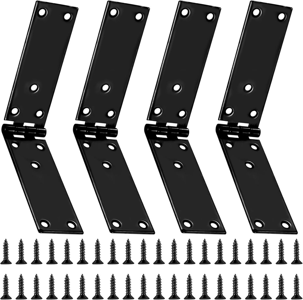 4Pcs Folding Hinges,Black Metal Foldable Heavy Duty Hinges for Wooden Gate Garden Furniture Cabinet Door Tool Boxes - ShopVlot