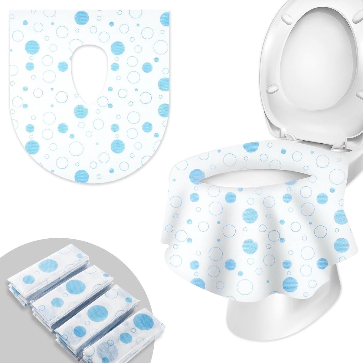 Toilet seat with blue circular pressure 20 PCS - Hygiënische Toiletbrilhoes, Als Kindertoiletbril voor Onderweg - ShopVlot