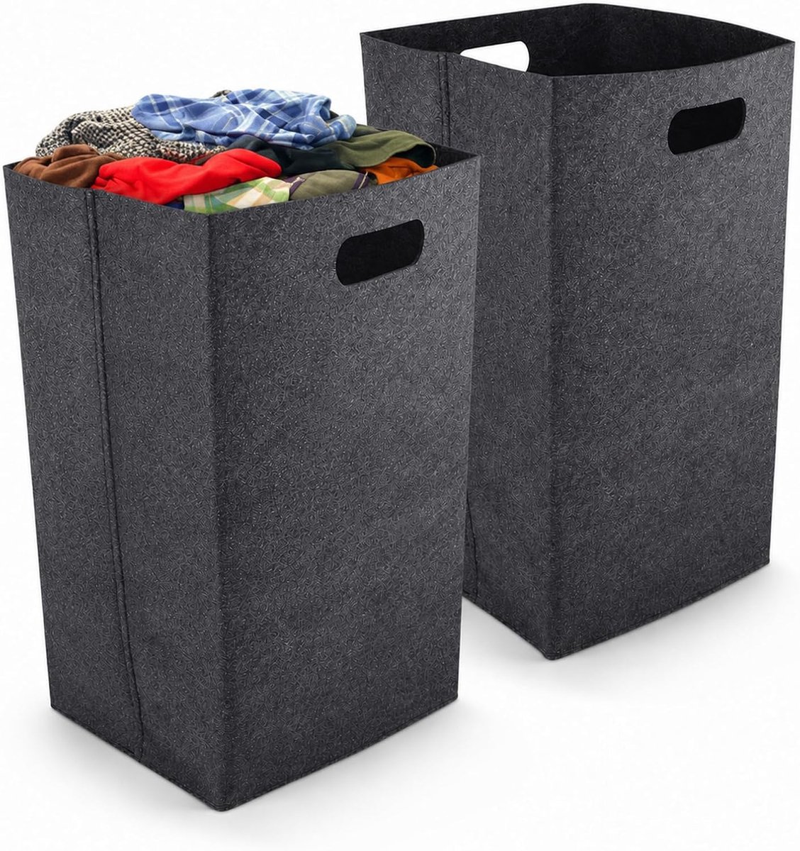 2 stuks wasmand, opvouwbare wasverzamelaar, 80 l, wasmand, smal, vilt, groot voor kleding, speelgoed, vuile wasmand - ShopVlot