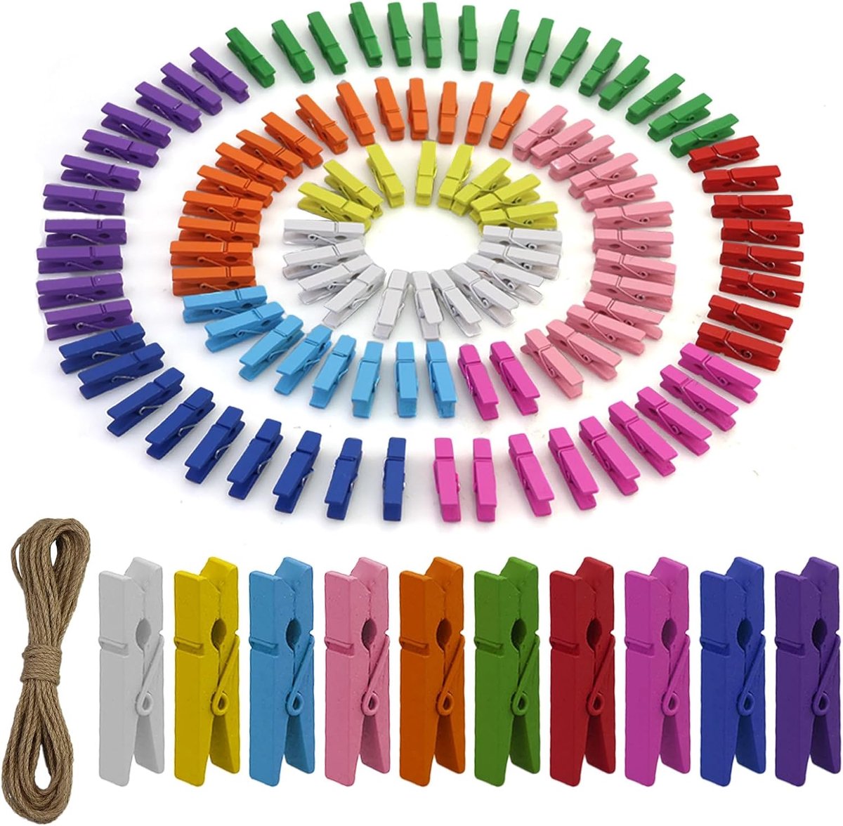Small Wooden Clothes Pegs 110 Pieces Colourful Small Clothes Pegs Wood Small Clothes Pegs Wood for Photos Collage - ShopVlot
